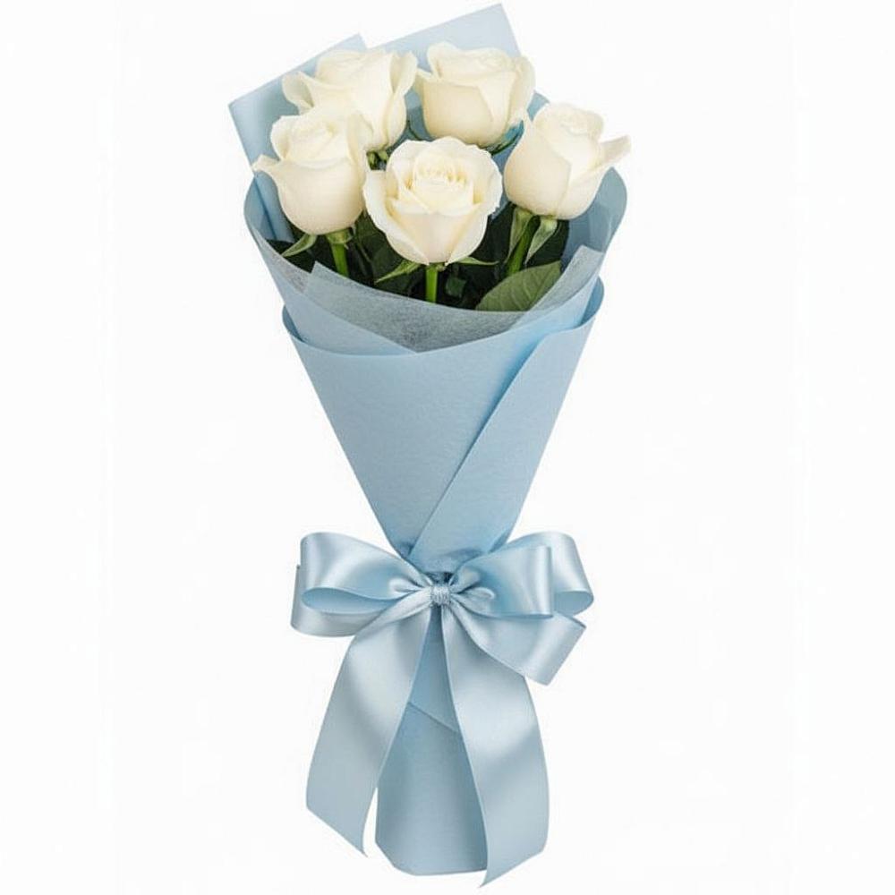 Букет 5 Белых роз Проуд в Тарках