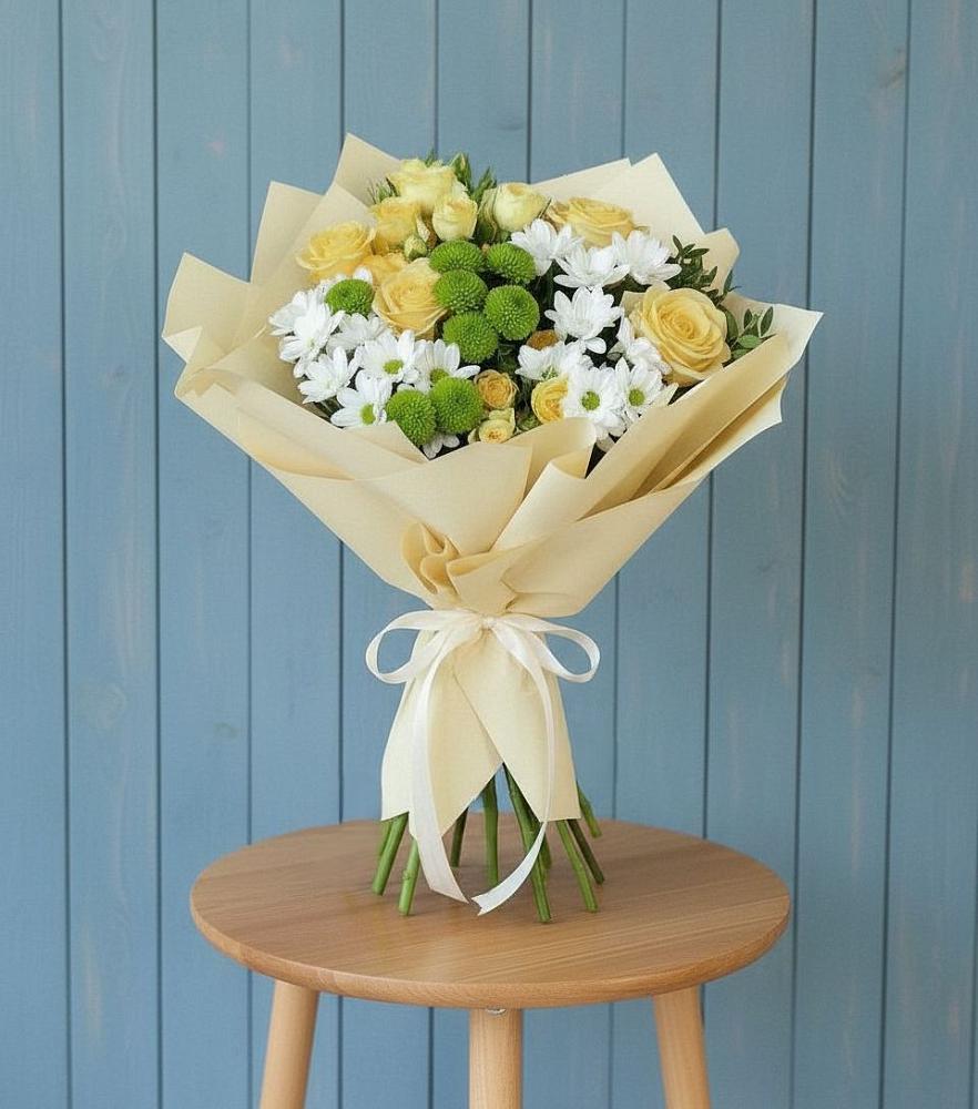 Букет цветов из: Хризантемы и Розы в Тарках