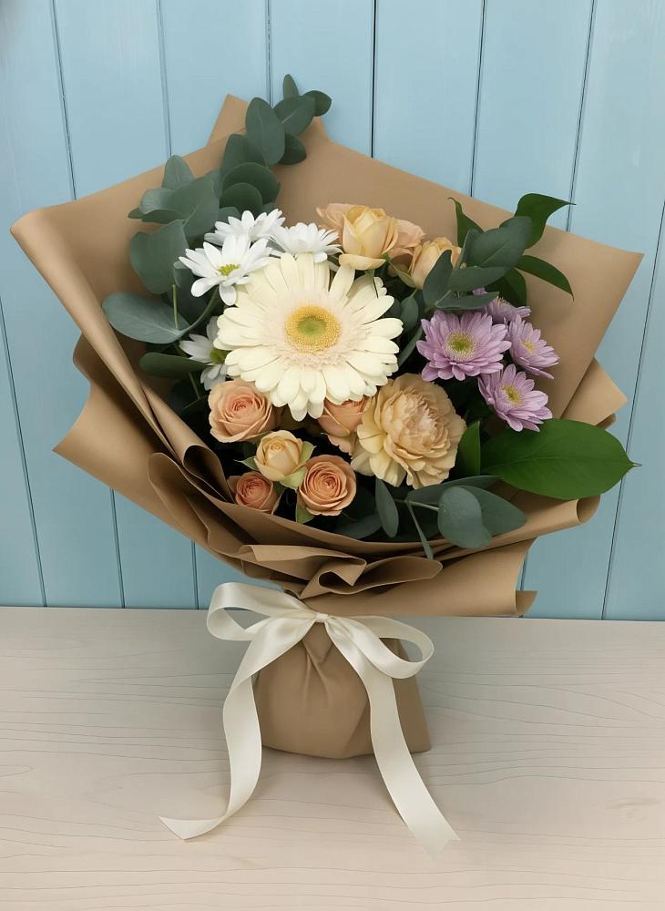 Букет цветов из: Герберы и Хризантемы в Тарках