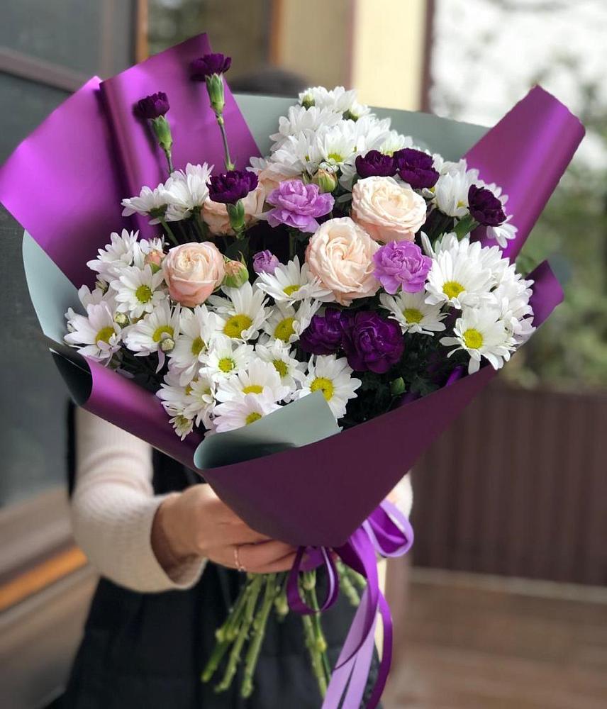 Букет цветов из: Хризантемы, Гвоздики и Розы в Тарках