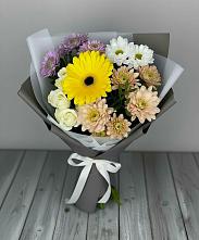 Букет цветов из:  Розы, Герберы и Хризантемы в Тарках