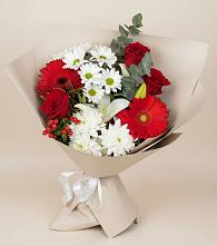 Букет цветов из:  Розы, Хризантемы, Герберы и Лилии в Тарках