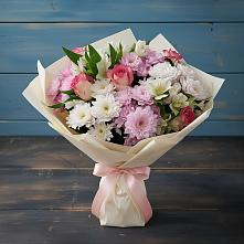 Букет цветов из:  Хризантемы, Альстромерии и Розы #REPLACE_PRED# Тарках