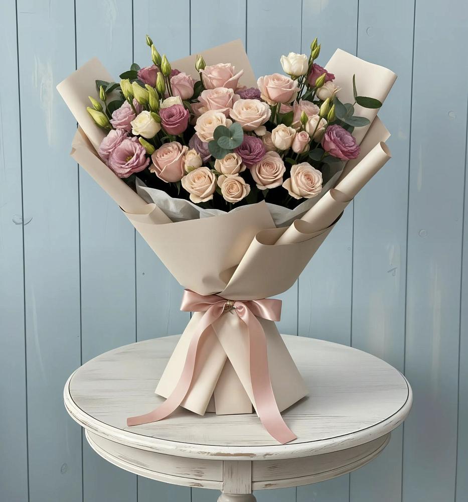 Букет цветов из: Розы и Лизиантусы в Тарках