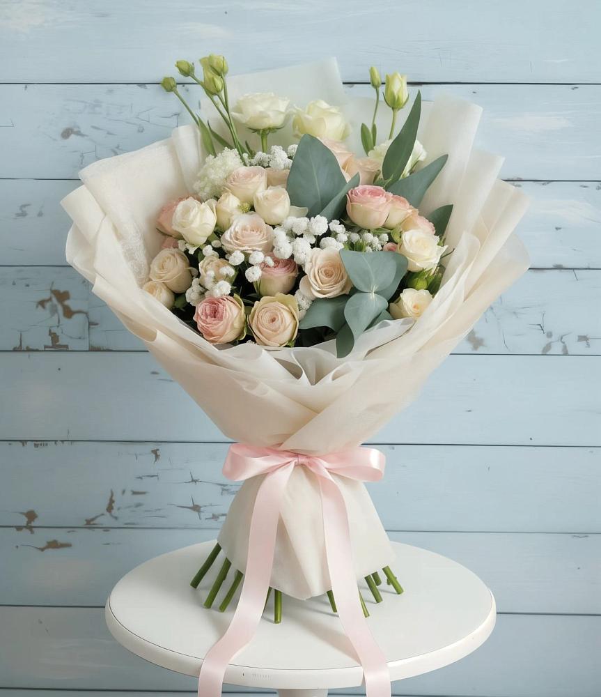 Букет цветов из: Розы и Лизиантусы в Тарках