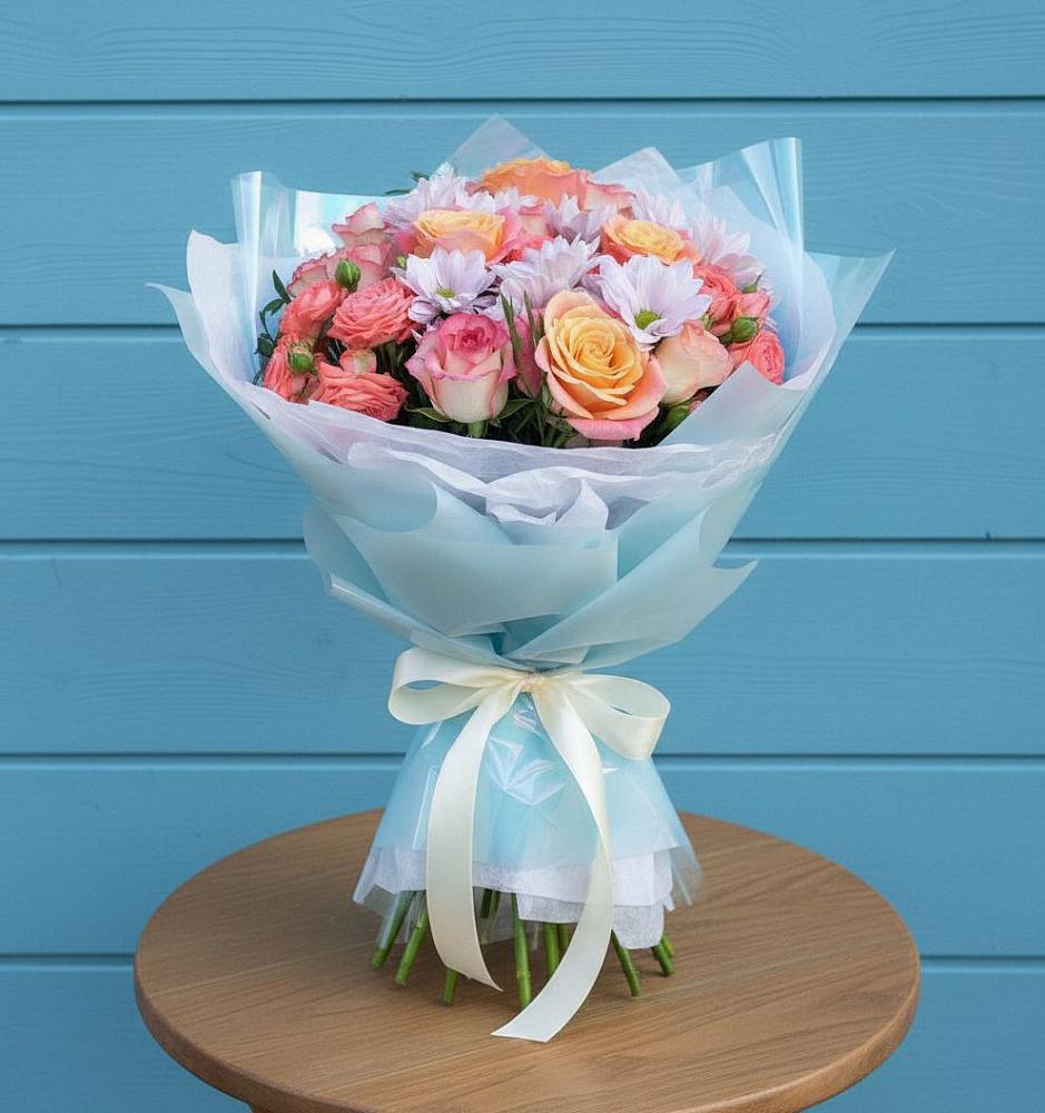 Букет цветов из: Хризантемы и Розы в Тарках