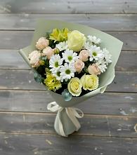 Букет цветов из:  Альстромерии, Розы и Хризантемы в Тарках
