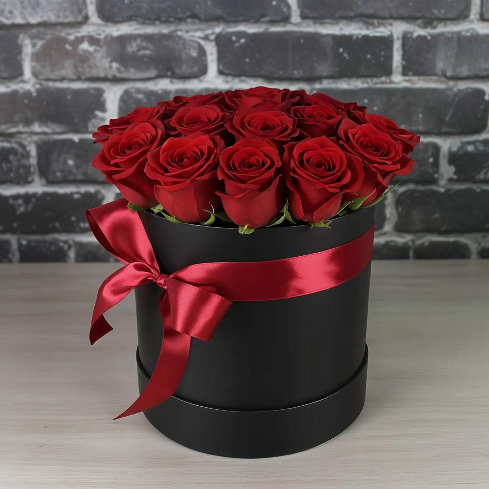 Цветочная композиция из Розы в шляпной коробке в Тарках