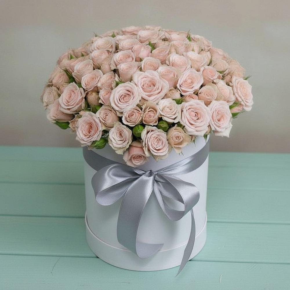 Цветочная композиция из Розы в шляпной коробке в Тарках